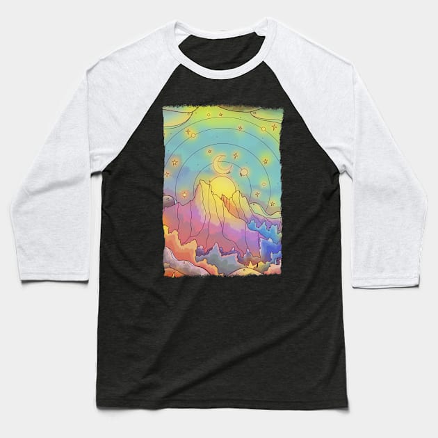 A vibrant night Baseball T-Shirt by Swadeillustrations